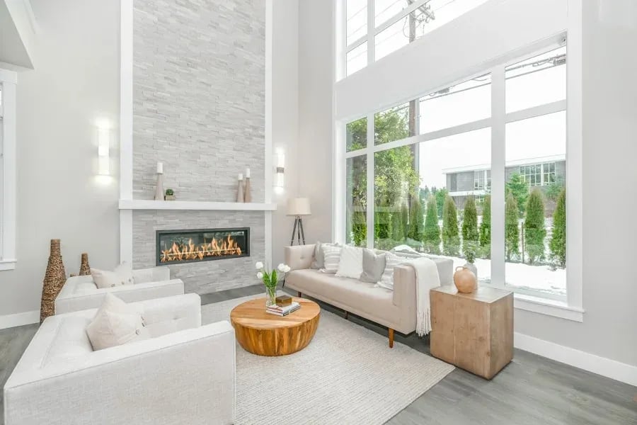 Modern Miami living room with a newly installed entry door