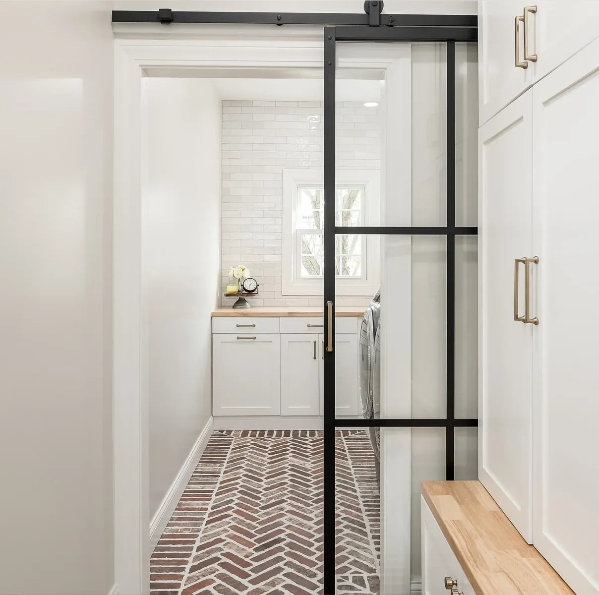 Elegant laundry room with a neutral color palette